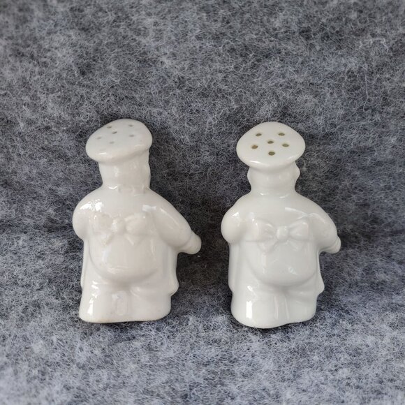 Vintage 1940s Chef Salt & Pepper Shakers Japan MCM Bakers Sunshine Cracker Co. - Picture 2 of 9